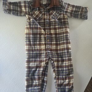 Carter's Plaid One-Piece Bodysuit in Blue, Brown, Cream.Great Conditions.warm